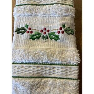 Hand Towel Set  100%cotton Holiday Red Green White Merry Christmas